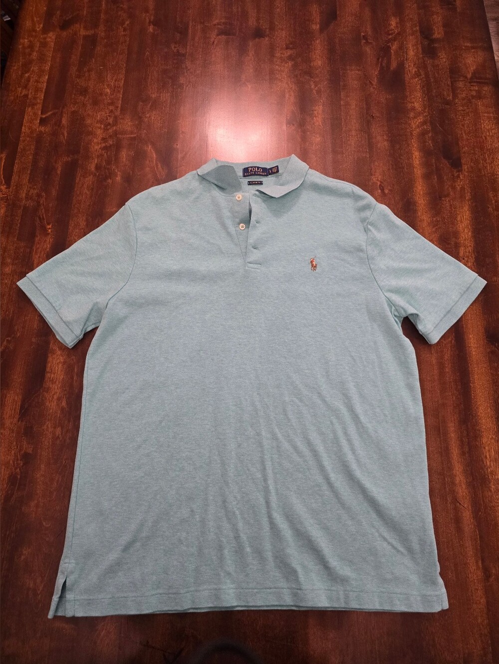 Polo Ralph Lauren Men's Large Blue/Green Heather Cotton Polo Shirt Short Sleeve